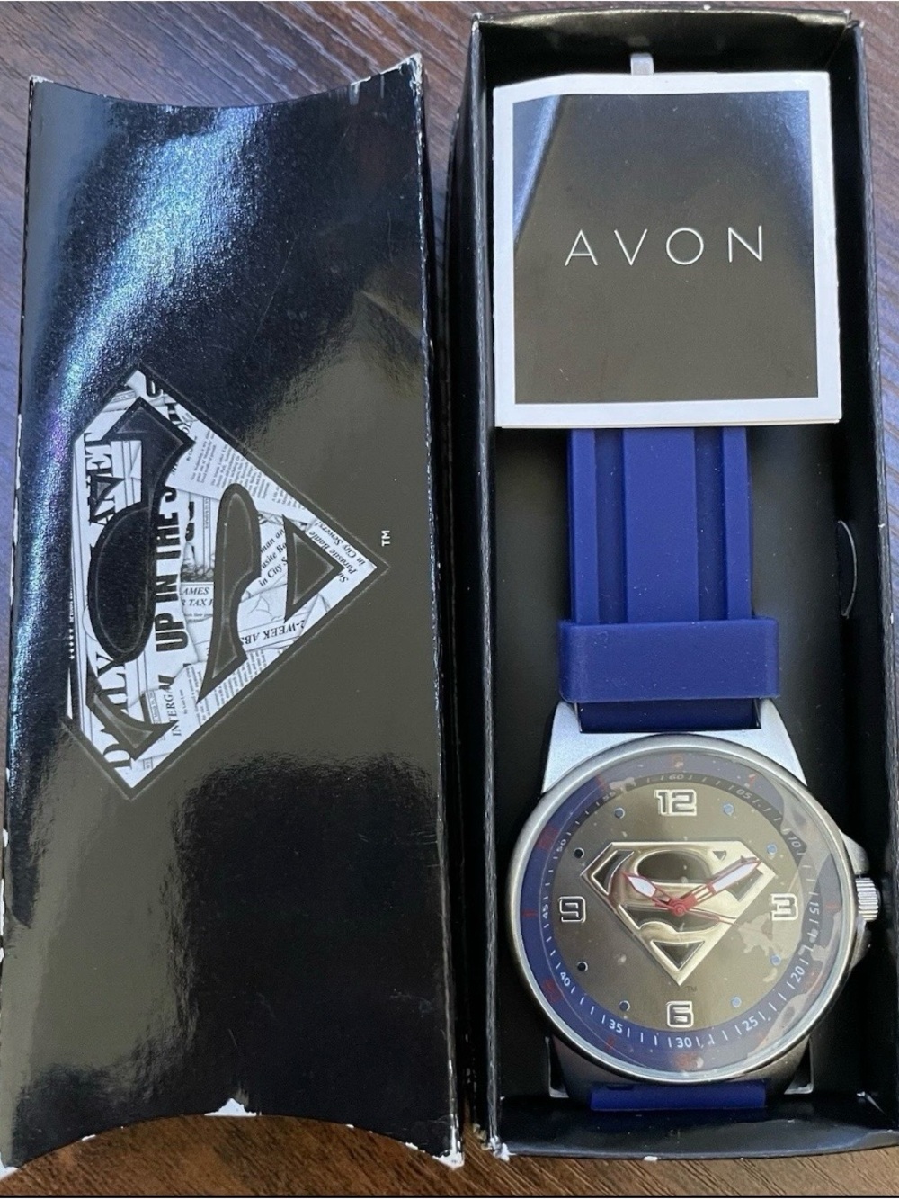 AVON 2016 Superman Men’s Team Watch Blue Silicone & Metal – New with Wear to Box